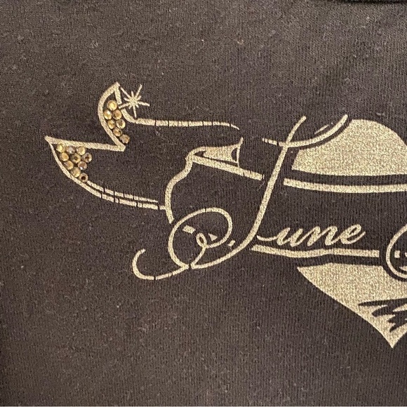 PURE T Women Navy Maternity ‘June Baby’ Rhinestone Short Sleeve Top Size 1 (Sml) - Picture 5 of 9